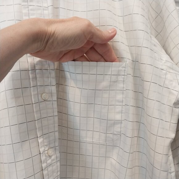 Burberry Dress Shirt Men 16.5 35 White Black Striped Long Sleeve Plaid Button Up - Picture 7 of 14